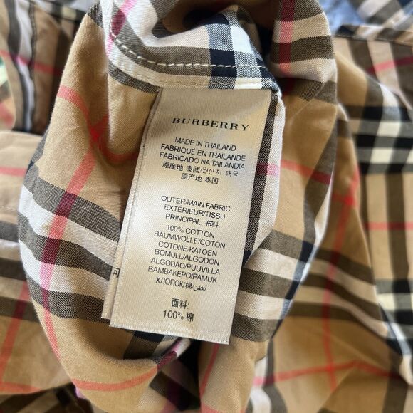 Burberry Women’s Nova Check Plaid Rainbow Stripe Shirt Dress Size 8 MISSING BELT - Picture 5 of 6